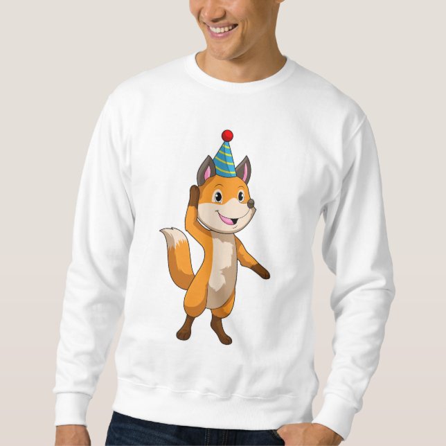 Fox at Party with Party hat Sweatshirt (Front)