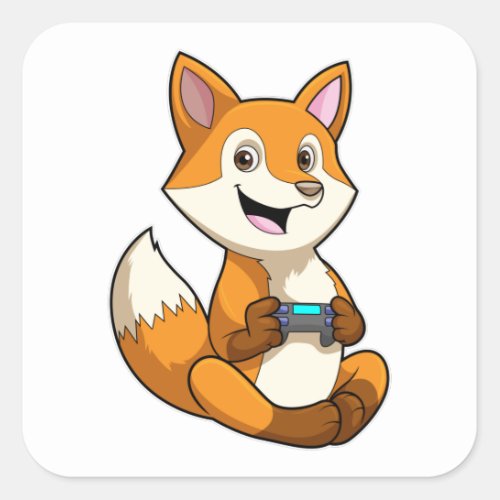 Fox at Playing with Controller Square Sticker