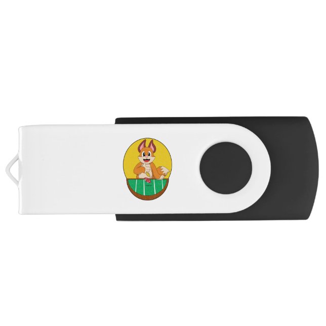 Fox at Poker with Poker chips Flash Drive (Back)
