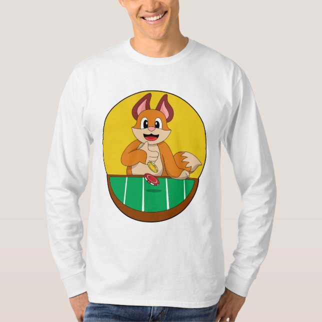Fox at Poker with Poker chips T-Shirt (Front)