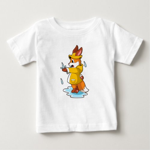 Fox at Rain with Rain drops Baby T_Shirt