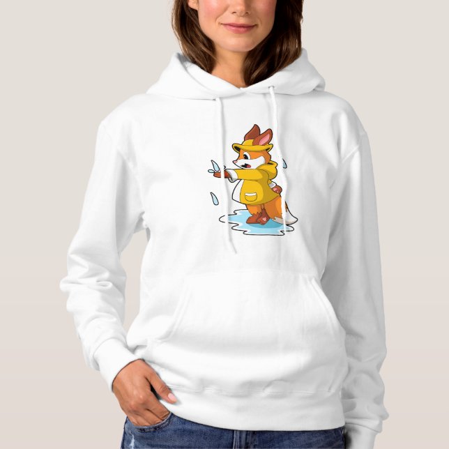 Fox at Rain with Rain drops Hoodie (Front)
