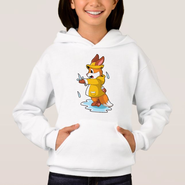 Fox at Rain with Rain drops Hoodie (Front)