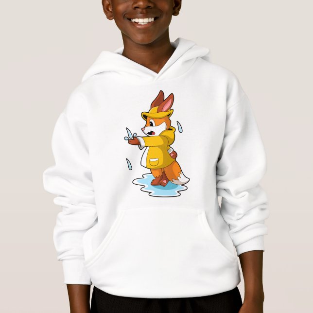Fox at Rain with Rain drops Hoodie (Front)