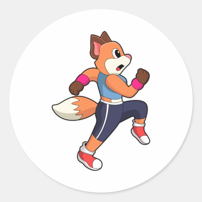 Fox at Running Classic Round Sticker (Front)