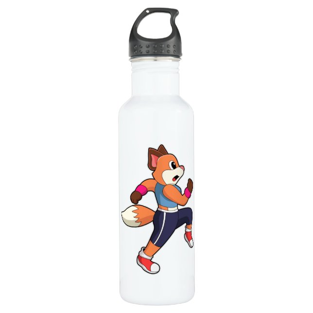 Fox at Running Stainless Steel Water Bottle (Front)