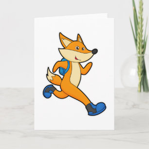 Fox at Running with Backpack Card