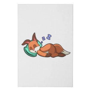 Fox at Sleeping with Pillow Faux Canvas Print