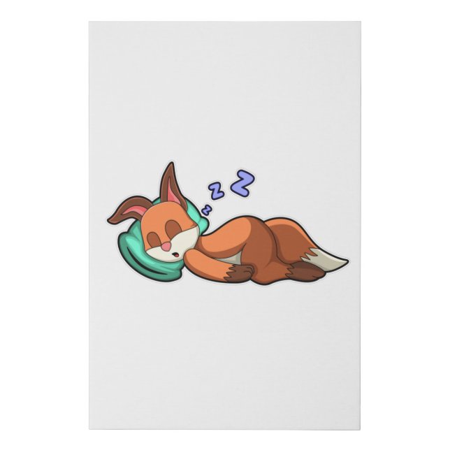 Fox at Sleeping with Pillow Faux Canvas Print (Front)