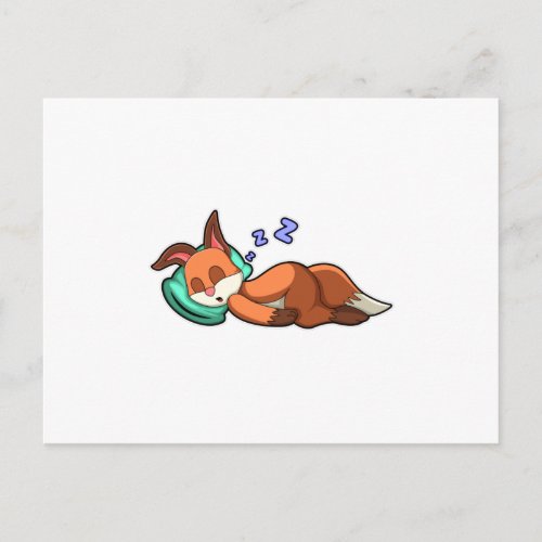 Fox at Sleeping with Pillow Postcard