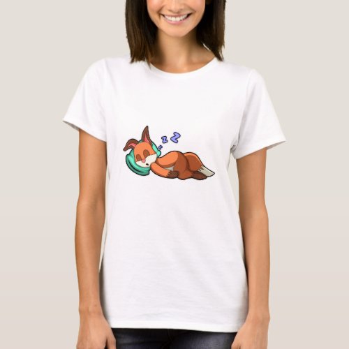 Fox at Sleeping with Pillow T_Shirt