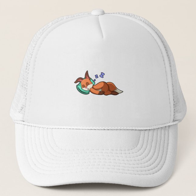 Fox at Sleeping with Pillow Trucker Hat (Front)