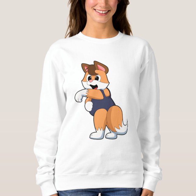 Fox at Swimming with Swimsuit Sweatshirt (Front)