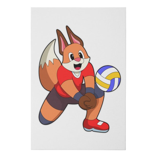 Fox at Volleyball Sports Faux Canvas Print (Front)