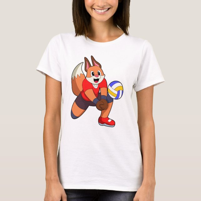 Fox at Volleyball Sports T-Shirt (Front)