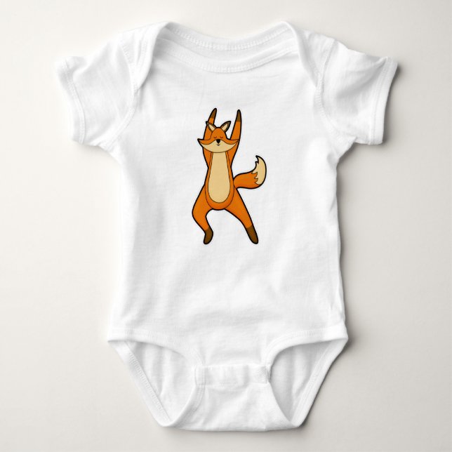 Fox at Yoga Stretching exercise Baby Bodysuit (Front)