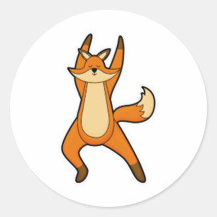 Fox at Yoga Stretching exercise Classic Round Sticker
