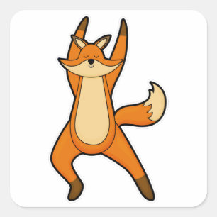 Fox at Yoga Stretching exercise Square Sticker
