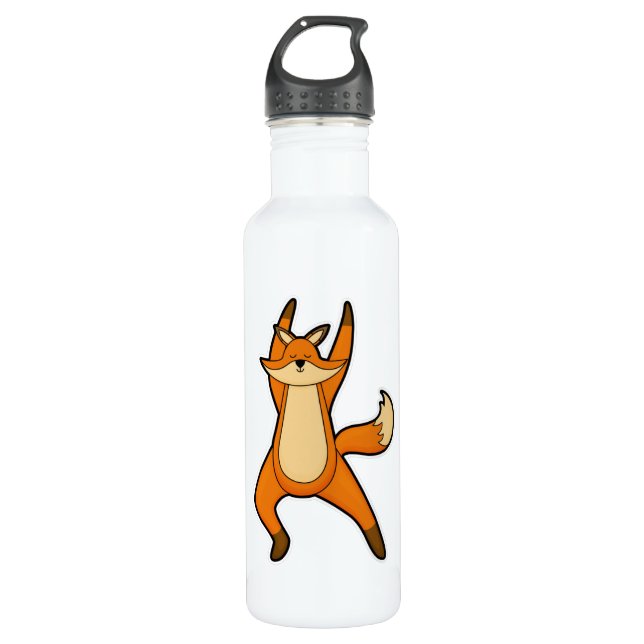 Fox at Yoga Stretching exercise Stainless Steel Water Bottle (Front)
