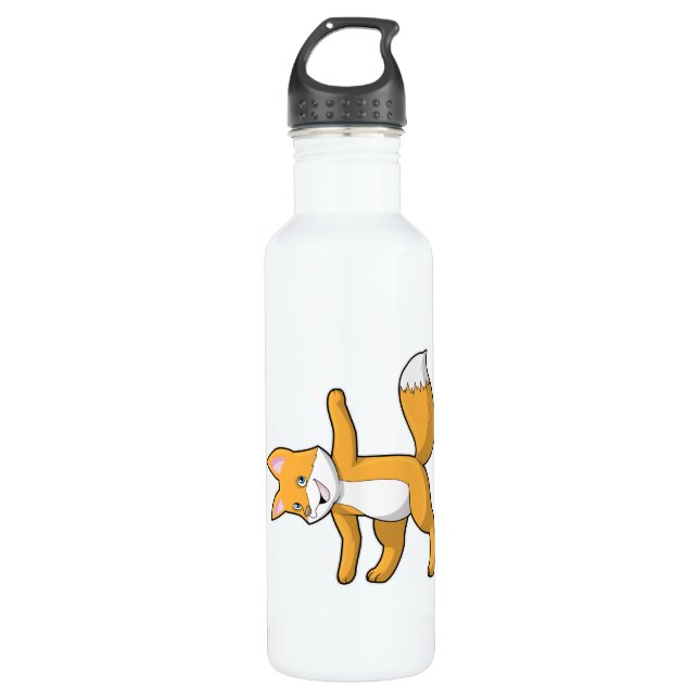 Fox at Yoga Stretching Stainless Steel Water Bottle (Front)