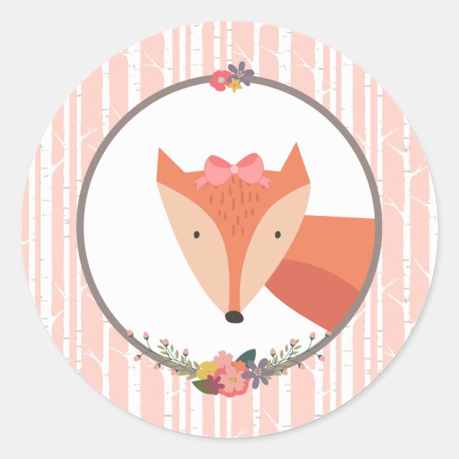Fox Baby Girl Classic Round Sticker (Front)