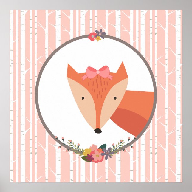 Fox Baby Girl Nursery Poster (Front)