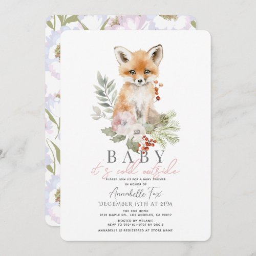 Fox Baby Its Cold Outside Baby Shower Invitation
