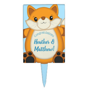 Fox Baby Shower Blue Woodland Cake Topper