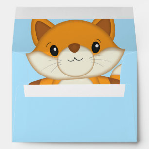 Fox Baby Shower Blue Woodland Envelope