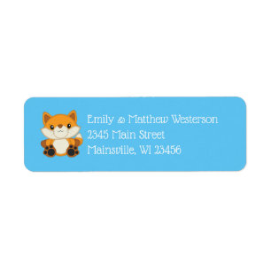 Fox Baby Shower Blue Woodland Label