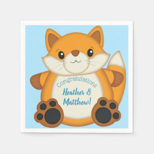 Fox Baby Shower Blue Woodland Napkins