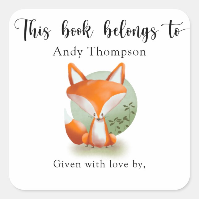 Fox Baby Shower bookplate - this book belongs to (Front)