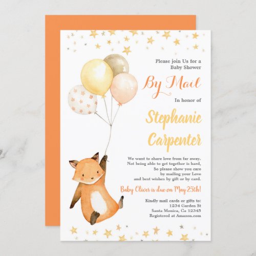 Fox Baby Shower by Mail Invitation