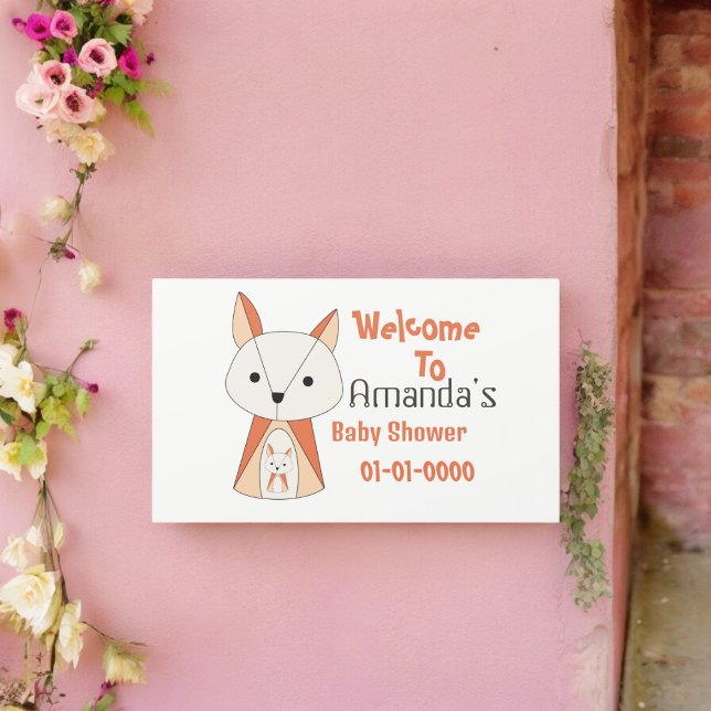 Fox Baby Shower Cartoon Rectangular Sticker (fox baby shower party theme sticker,birthday party sticker,gift pack,envelope,return gift sticker)