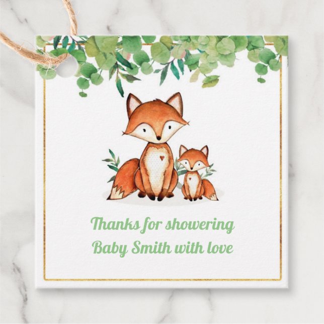 Fox Baby Shower Favor Tags (Front)