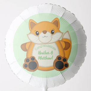 Fox Baby Shower Green Balloon