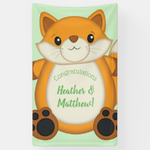 Fox Baby Shower Green Banner