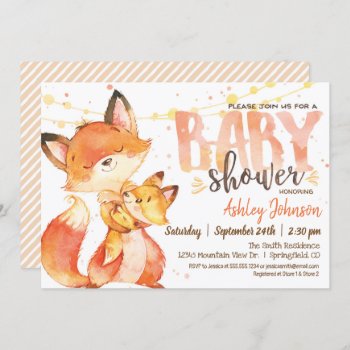 Fox Baby Shower Invitation Gender Neutral Woodland by Card_Stop at Zazzle