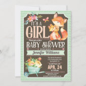 Fox Baby Shower Invitation, Woodland Girl Invitation (Front)