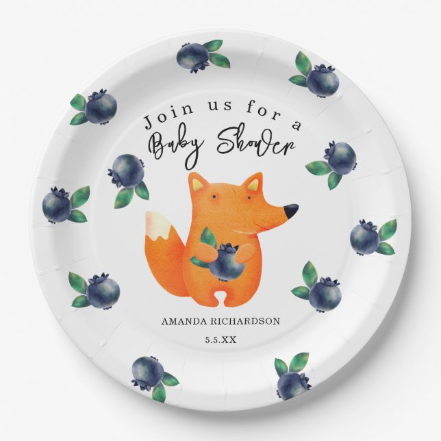 Fox Baby Shower Paper Plates (Front)