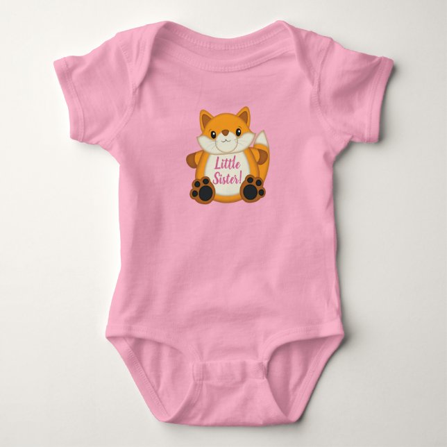 Fox Baby Shower Pink Baby Bodysuit (Front)