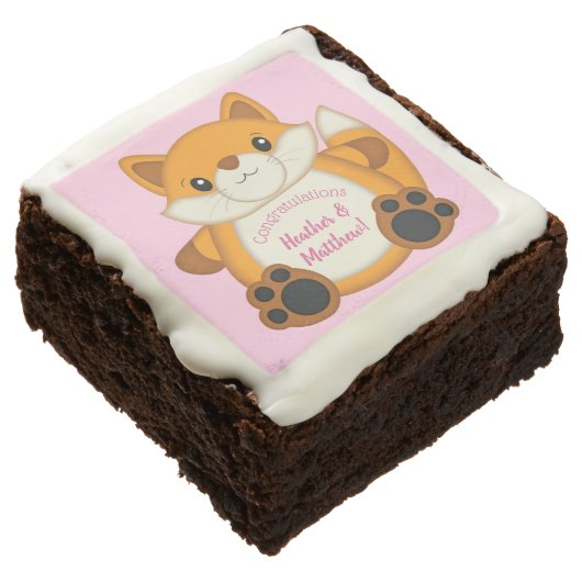 Fox Baby Shower Pink Brownie (Angled)