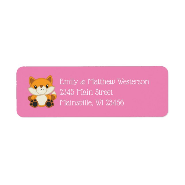 Fox Baby Shower Pink Label (Front)