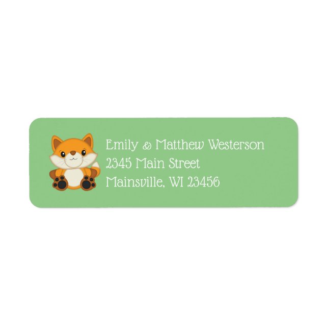 Fox Baby Shower Woodland Animal Label (Front)