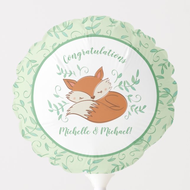 Fox Baby Shower Woodland Animals Balloon (Front)