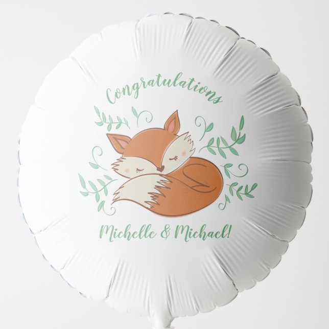 Fox Baby Shower Woodland Animals Balloon (Front)