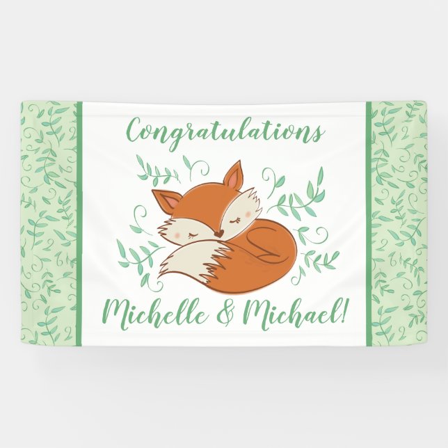 Fox Baby Shower Woodland Animals Banner (Horizontal)