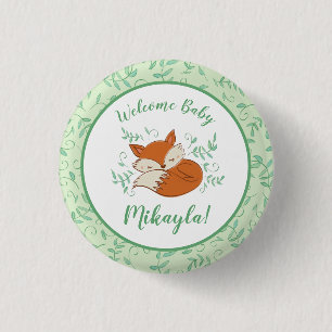 Fox Baby Shower Woodland Animals Button