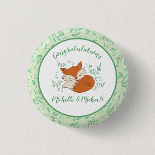 Fox Baby Shower Woodland Animals Button