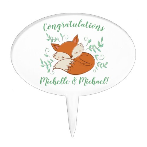 Fox Baby Shower Woodland Animals Cake Topper